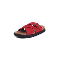 Krazing Pot Cow Suede Nubuck Summer Size 40 Outside Slippers Flat Platform Flip Flops Low Heels Women Peep Toe Sandals 35 raudona