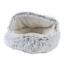 Cat Cave Bed Soft Cozy Semi Enclosed Enhanced Safety Removable Round Cat Dog Calming Bed for Home