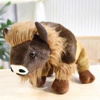 Simuliuotas bizonas Šiaurės Amerikos bizonas Lėlė Žolynų gyvūnas Pliušinė lėlė 17*25CM geltona