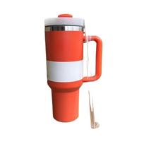 40 oz car cup second generation double layer vacuum stainless steel thermos cup straw cup cold 24 hours large capacity water cup 1.18L oranžinė