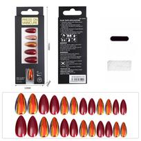 Mirror Phosphorescent Wearable Nail Finished Nail Sheet Almond Nail Solid Color Red Nail Patch