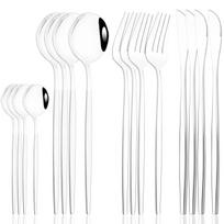 16pcs Black Knife Coffee Spoon Fork Dinnerware Set Mirror Durable Flatware Stainless Steel Cutlery Set Western Kitchen Tableware sidabras