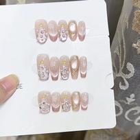 Pure Handmade Phototherapy Wearable Armor Christmas First Snow 2.0 Finished Product Reusable Nail Patches Can Be Removed Extra Small xs