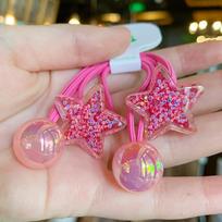 2PCS New Bright Pentagram Girls Lovely Elastic Hair Bands Kids Princess Hair Accessories Children Hair Ties Baby Headwear