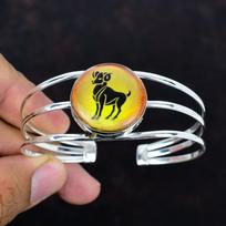 Avino zodiako ženklas onikso apyrankė astrologinė apyrankė horoskopo papuošalas 925 sterlinginio sidabro apyrankė reguliuojama akmens rankų darbo apyrankė Adjustable
