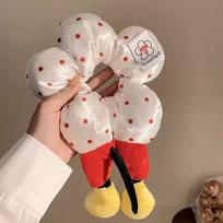 1pc polka dot check mickey ass flower large intestine circle, girl cute cartoon plush balls head tie hair rope hair ornament