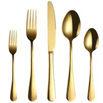 5Pcs Luxury Cutlery Set Fork Spoon Knife Set Elegant Stainless Steel Golden Dinnerware Set Coffee Spoon Kitchen Tableware Set