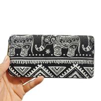New cartoon ethnic style long canvas wallet clutch bag wallet card bag sample customization