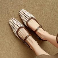 Krazing Pot Cow Skin Weaving Summer Size 41 Low Heels Party Shoes Women Square Toe Gladiator Hollow Out Pumps 35 dramblio kaulas