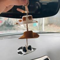 1 rinkinys Kaubojaus skrybėlės Automobilio pakabukas Galinio vaizdo veidrodėlio Dekoracijos Aksesuarai white