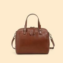 Genuine Leather Boston Tote Handbags For Women  Trend Designer Pillow Tote Ladies Shoulder Crossbody Bags brown
