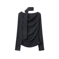 HeyHenry Women's Slim-Fit Long-Sleeve Snood Top & Midi Skirt Set for Spring/Autumn Medium