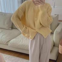 Women's Retro Blue Cable Knit Cardigan Sweater - Loose Fit, Autumn/Winter Outerwear, Lazy and Gentle Style. One Size