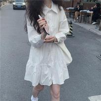 Petite Women's Korean-Style Loose A-Line Shirt Dress - Spring/Autumn XL balta