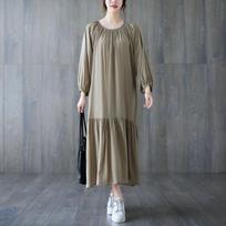 2024 Plus Size Patchwork Pleated Casual Dress for Women - Loose, Slimming, Long Fit One Size chaki