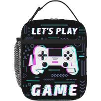 Lunch Box for Boys, Cool Video Game Controller Reusable Lunch Bag for Kids, Gaming Reusable Lunch Box Cooler  for School Travel 26x21x11CM black