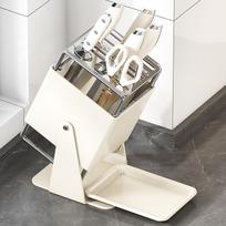 Knife Block Rack Non Slip Swivel Multiple Slots with Scissors Slot Multifunctional Knives Drain White