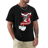 Chicago Shoe Bull Red White Hip Hop Longline T Shirt Harajuku Short Sleeve T-shirt  Graphics Tshirt Tops M brown