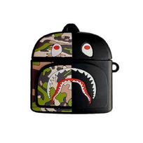 Airpods Pro Airpods Pro Shark Camouflage Silicone Headphone Case with Carabiner and Full Camouflage Pattern Case, Cover, Case, Keychain, Rechargeable,