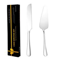 2Pcs Stainless Steel Cake Cutting Knife Shovel Cutlery Set Cake Pizza Dessert Spatula Tableware Wedding Birthday Party Supplies sidabras