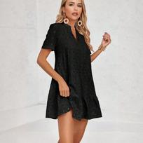 Women's Dress Casual Flowy Dresses  V-neck Vocation Boho Beach Sundress S juoda