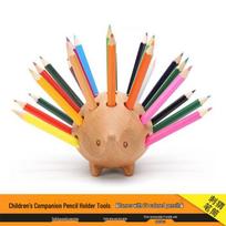Sandėlyje Šiaurietiško dizaino medinis ežiuko pieštukinė su 24 spalvų pieštukais, Ideali mokymosi kambario puošmena ir dovana vaikams Hedgehog/Includes 24-color Pens gray