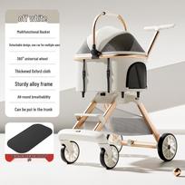 Lengvas sulankstomas augintinio vežimėlis su amortizacija ir nuimamu dizainu katėms ir šunims A8 Aluminum Alloy with Detachable Basket gray