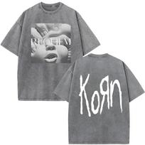 Korn Another Kind of Pain Vintage Washed T Shirt Metal Gothic Rock Band T Shirts Mens Casual Oversized Short Sleeve Tshirt S