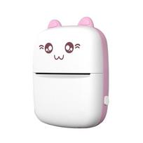 Portable Thermal Printer Lightweight Cat Shaped Wireless Bluetooth Printer Mini Pocket Thermal Label Printer Student rožinė