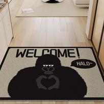 Cartoon Cute Animal Black Gorilla Silk Circle Carpet Household Entrance Door Porch Can Be Cut Foot Pad Dirt-Resistant Non-Slip Floor Mat 40*60cm