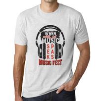 Men’s Graphic T-Shirt When Words Fail Music Speaks Vintage White XS baltos spalvos nuo blyksnio