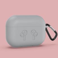 KEYSION Matte Case for AirPods Pro with Keychain Hook Up Colorful Soft Silicone Shockproof Cover tamsiai pilka spalva