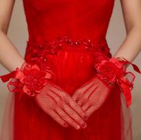 Lace Bridal Gloves Mitts Married a Short Paragraph Flowers Wedding Accessories raudona