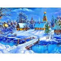 Deimantinės mozaikos peizažas Kalnų krištolų nuotraukos Deimantinis siuvinėjimas Sniegas Žiema Deimantinė tapyba Siuvinėjimo kryžiumi dovana 20X30CM blue