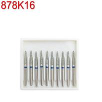 10vnt. Dantų deimantiniai frezos grąžtai greitaeigiamam rankiniam prietaisui, vidutinio kietumo FG 1.6mm, odontologo įrankiai, odontologijos laboratorija 878K16
