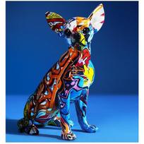 Chihuahua Dog Creative Colorful  Statue Figurine Resin Sculpture Home Office Bar Store Decoration Ornament Crafts 1PC