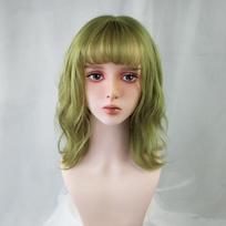 Trumpi tiesūs sintetiniai Bobo perukai Žali Cosplay perukai su kirpčiukais moterims mergaitėms Lolita Mieli perukai 40cm beige