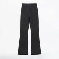 Women Tight Flares Pants Flared Slacks Dark Black High-waist Suit Slacks Trousers Casual Pants S juoda
