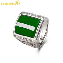 SACE GEMS Prabangus vario lydinio agatas Vestuvinis sužadėtuvių žiedas Vyriški papuošalai Dovana open gray