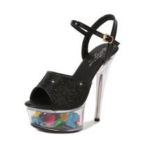 Moteriški stiletai Seksualūs Kalnų krištolinio podiumo modelio krištoliniai batai Vestuviniai batai banketams 190 serija 15 cm kulnas 4,5 cm platforma LFD 42 raudona