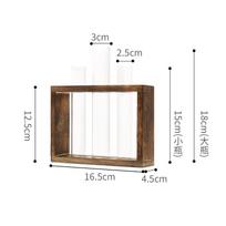 Transparent Glass Wood Vase Planter Terrarium Table Desktop Hydroponics Plant Bonsai Flower Pot Hanging Pots with Wooden Tray Zalaxt-MJS-0624 brown