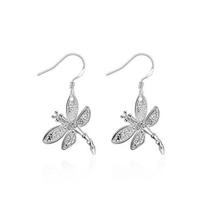 Zircon Dragonfly Earrings Silver-plated Dragonfly Drop Earrings For Women Earing Jewelry Earring Insect Earings Kolczyki CF22 white