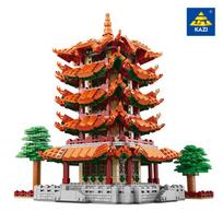 KAZI New Product Tourism Cultural Creation Cold Mountain Ancient Building Building Model Street View Toy with Light