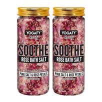 Raminanti rožinė vonios druska (2 x 250 g), Soothe Rose vonios druskos rinkinys, YOGAFY black