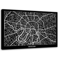 Feeby Canvas print, Maskvos miesto planas 60x40 balta/juoda