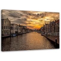 Spaudinys ant drobės Amsterdamo upės miestas 60x40 smėlis