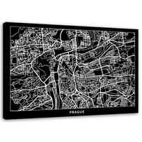 Canvas print City Map of Prague 60x40 juoda/balta