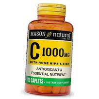 Vitaminas C su rožių klubais ir cinku, vitaminas C 1000 su erškėtuogėmis ir cinku, Mason Natural 100 kapsulių (36529031) 100caplets