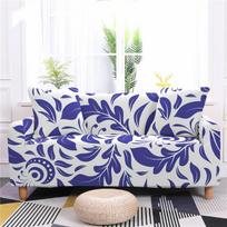 Leaf Print Elastic Dust -Proof Sofa Cover L Shape Spfa Protector Anti -Fouling Printed Couch Cover For Living Room Decor 1 seater 90-140cm gray