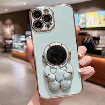 3D Astronaut padengtas sulankstomas stovas Minkštas telefono dėklas, skirtas iPhone 14 13 12 11 Pro Max 13 Mini Xr Xs 7 8 Plus Se 2022 2020 Galinis dangtelis For iPhone 14 Pro žalia